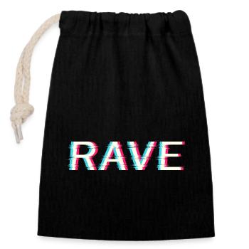 Techno Rave Electro Music Trance House Festival - Sac cadeau en coton avec cordon (14 x 20 cm) - noir - Devant