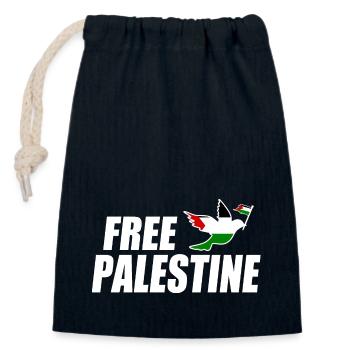 Free palestine - Sac cadeau en coton avec cordon (14 x 20 cm) - bleu marine - Devant