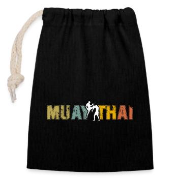 Muay Thai - Closable cotton gift bag (14x20cm) - black - Front