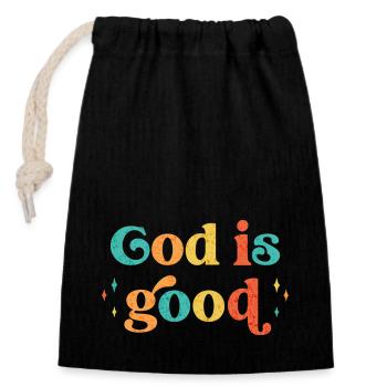 God is good! Christliche Geschenke & Klamotten - Verschließbarer Geschenkbeutel aus Baumwolle (14x20cm) - Schwarz - Vorne