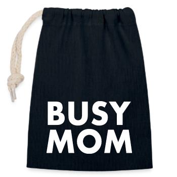 Busy mom - Verschließbarer Geschenkbeutel aus Baumwolle (14x20cm) - Navy - Vorne