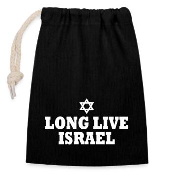 Long live israel - Closable cotton gift bag (14x20cm) - black - Front