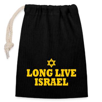 Long live israel - Closable cotton gift bag (14x20cm) - black - Front