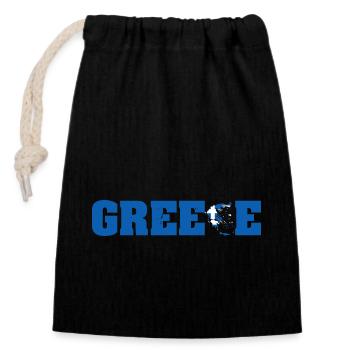 Balkan Flagge Griechenland Ellas Hellenisch - Verschließbarer Geschenkbeutel aus Baumwolle (14x20cm) - Schwarz - Vorne