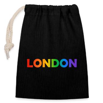 London queer LGBTQ Gay Pride Regenbogen Text - Verschließbarer Geschenkbeutel aus Baumwolle (14x20cm) - Schwarz - Vorne