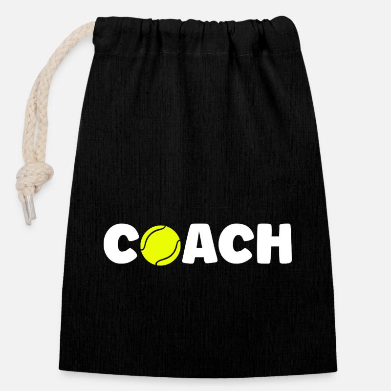 Coach de tennis - Sac cadeau en coton avec cordon (14 x 20 cm) - noir