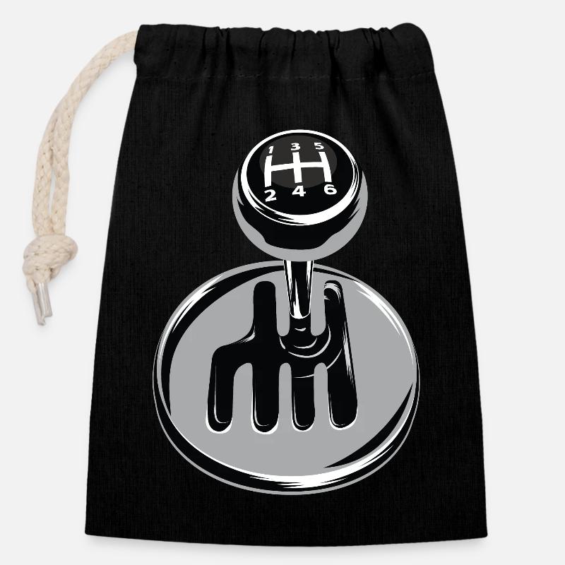 Gear shift - car sport - Closable cotton gift bag (14x20cm) - black