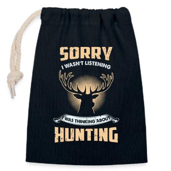 Funny Hunting - Closable cotton gift bag (14x20cm) - navy - Front