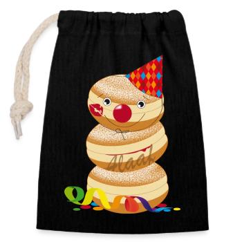 beignets de carnaval drôle avec la bouche de baisers et alaaf - Sac cadeau en coton avec cordon (14 x 20 cm) - noir - Devant