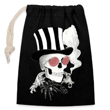Skull avec lunettes de soleil rose - Sac cadeau en coton avec cordon (14 x 20 cm) - noir - Devant