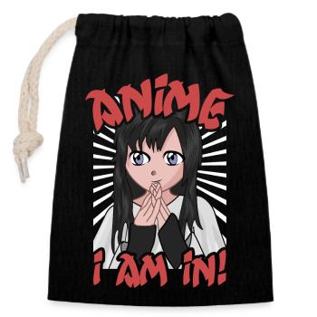 Manga Anime girl I am in Japanese - Closable cotton gift bag (14x20cm) - black - Front
