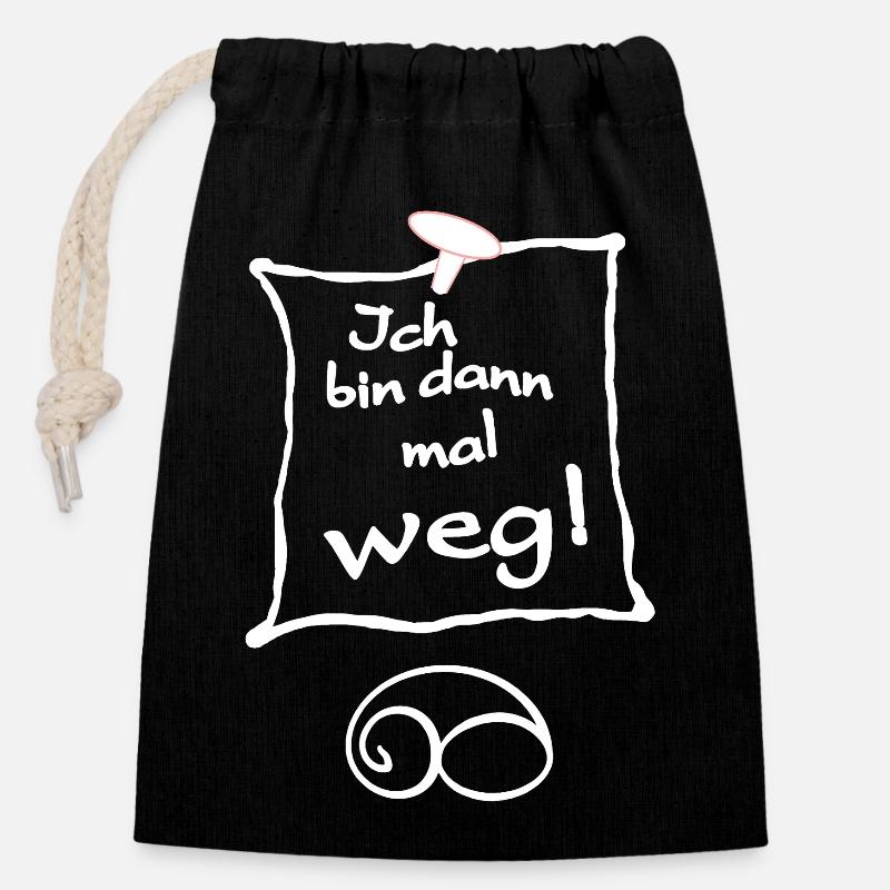 Ich bin dann mal weg. Tschüss - Verschließbarer Geschenkbeutel aus Baumwolle (14x20cm) - Schwarz