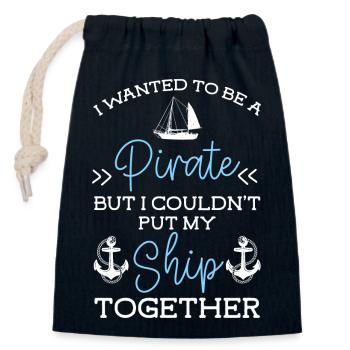 Schiff Boot Skipper Kreuzfahrt - Verschließbarer Geschenkbeutel aus Baumwolle (14x20cm) - Navy - Vorne