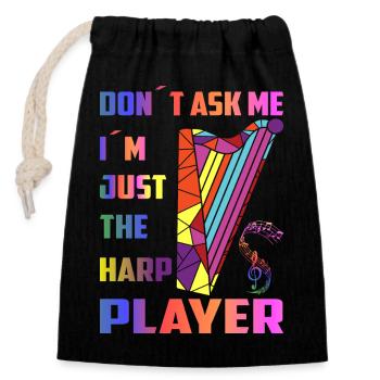 Harp Players - Closable cotton gift bag (14x20cm) - black - Front