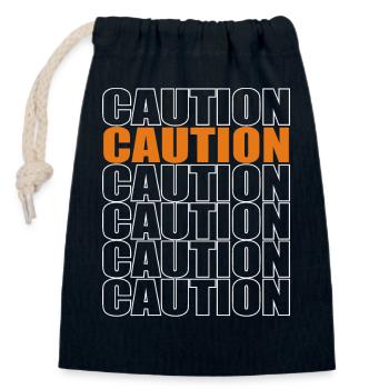 Caution Graphic - Closable cotton gift bag (14x20cm) - navy - Front