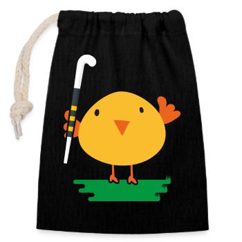 Hockey Hockey-chick plays field hockey - Closable cotton gift bag (14x20cm) - black - Front