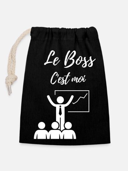 C est moi le Boss - Sac cadeau en coton avec cordon (14 x 20 cm) - noir