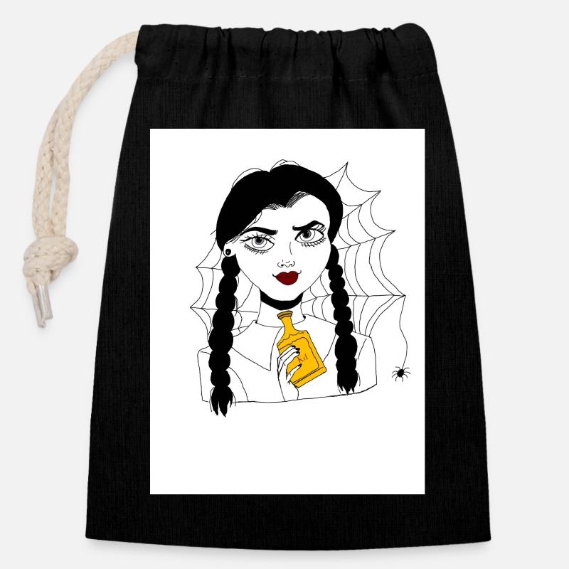 Emo girl - Sac cadeau en coton avec cordon (14 x 20 cm) - noir