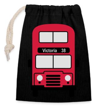 London Bus - Verschließbarer Geschenkbeutel aus Baumwolle (14x20cm) - Schwarz - Vorne