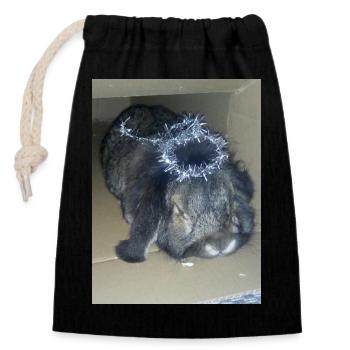 Rabbit - Closable cotton gift bag (14x20cm) - black - Front