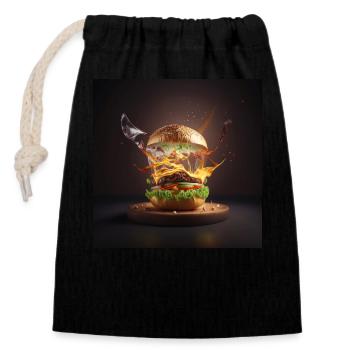 Burger Explosion - as juicy as it gets - Closable cotton gift bag (14x20cm) - black - Front