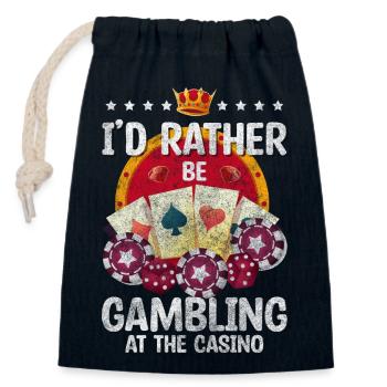 Poker Gewinn Doppelkopf Pik - Verschließbarer Geschenkbeutel aus Baumwolle (14x20cm) - Navy - Vorne