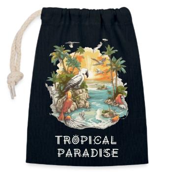 Tropical Paradise - Closable cotton gift bag (14x20cm) - navy - Front