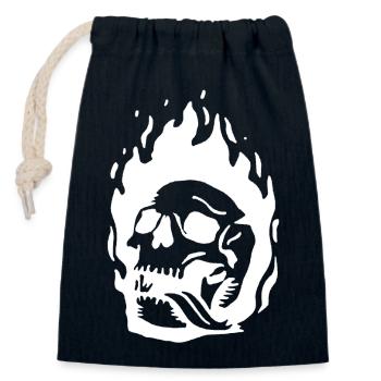 Burning Skull - Closable cotton gift bag (14x20cm) - navy - Front