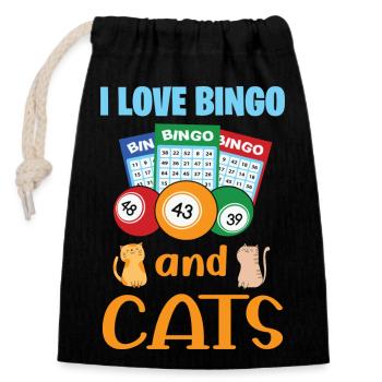 Jeu de cartes de bingo Grand-mère Joueur de bingo Cartes de bingo - Sac cadeau en coton avec cordon (14 x 20 cm) - noir - Devant