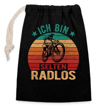 Selten Radlos Fahrrad Radsport Fahrradfahrer Bike - Verschließbarer Geschenkbeutel aus Baumwolle (14x20cm) - Schwarz - Vorne