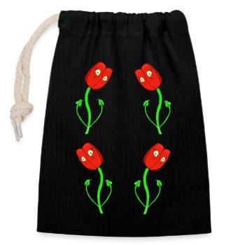 Happy Garden - Closable cotton gift bag (14x20cm) - black - Front