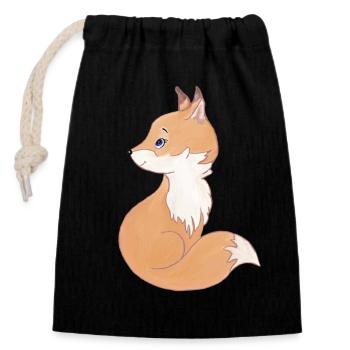 Kleine Fuchs - Verschließbarer Geschenkbeutel aus Baumwolle (14x20cm) - Schwarz - Vorne