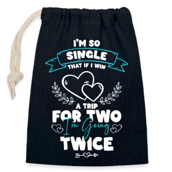 Single Beziehung Junggesellin Alleinstehend - Verschließbarer Geschenkbeutel aus Baumwolle (14x20cm) - Navy - Vorne