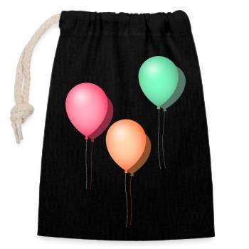 Luftballons Pastell - Verschließbarer Geschenkbeutel aus Baumwolle (14x20cm) - Schwarz - Vorne