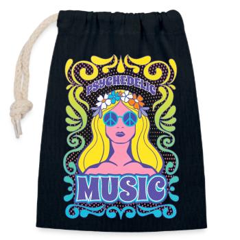 Hippie Music Graphic - Closable cotton gift bag (14x20cm) - navy - Front