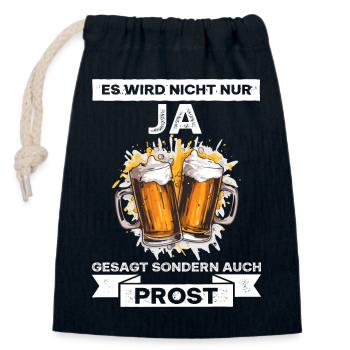 Lustiger Junggesellenabschied Hochzeit Bier Spruch - Verschließbarer Geschenkbeutel aus Baumwolle (14x20cm) - Navy - Vorne