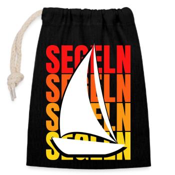 Segeln: Freiheit auf dem Wasser - Verschließbarer Geschenkbeutel aus Baumwolle (14x20cm) - Schwarz - Vorne