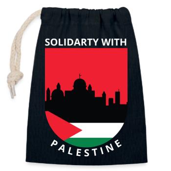 Free Palestine - Closable cotton gift bag (14x20cm) - navy - Front