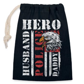 Policeman Stop Crime Scene - Closable cotton gift bag (14x20cm) - navy - Front
