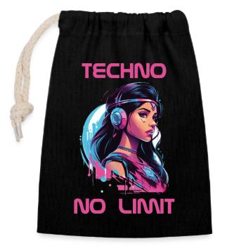Techno - No Limit - Verschließbarer Geschenkbeutel aus Baumwolle (14x20cm) - Schwarz - Vorne