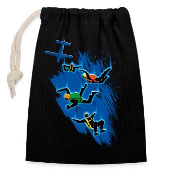 Skydiver - Verschließbarer Geschenkbeutel aus Baumwolle (14x20cm) - Schwarz - Vorne