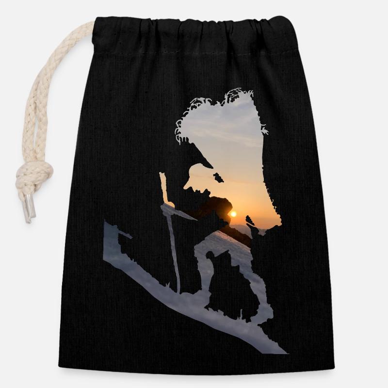 Conquérant des montagnes - Sac cadeau en coton avec cordon (14 x 20 cm) - noir