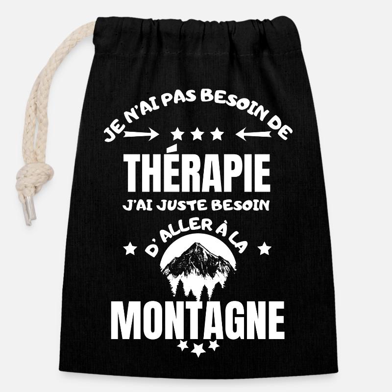 MOUNTAIN THERAPY - Closable cotton gift bag (14x20cm) - black