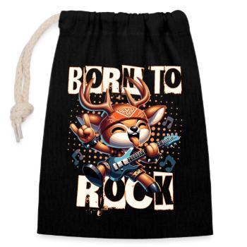 NÉ POUR LE ROCK - Sac cadeau en coton avec cordon (14 x 20 cm) - noir - Devant