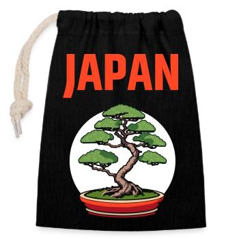Bonsai Japan Baum - Verschließbarer Geschenkbeutel aus Baumwolle (14x20cm) - Schwarz - Vorne