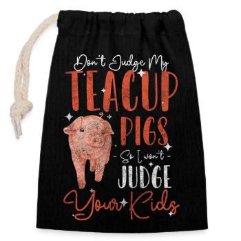 Teacup Breeders Pig Farmers - Closable cotton gift bag (14x20cm) - black - Front