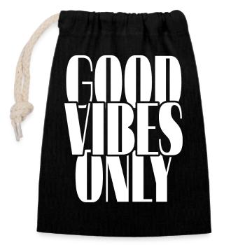 Positive vibes only - Closable cotton gift bag (14x20cm) - black - Front