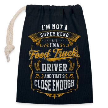 Fast food street food trucker foodie - Closable cotton gift bag (14x20cm) - navy - Front