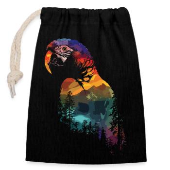 Parrot Bird Macaw Wilderness - Closable cotton gift bag (14x20cm) - black - Front