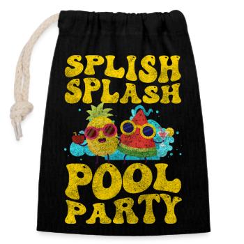 Poolparty Party Erholung Alkohol - Verschließbarer Geschenkbeutel aus Baumwolle (14x20cm) - Schwarz - Vorne